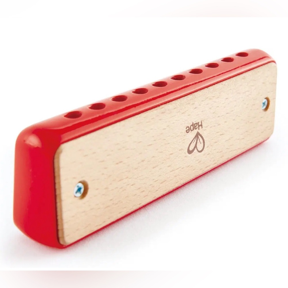 Hape Blues Harmonica | 10 Hole Wooden Musical lnstrument Toy For Kids Red